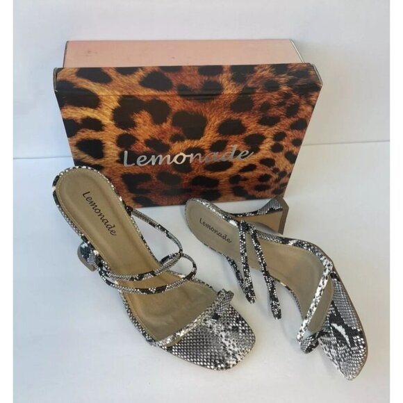 LEMONADE / Vanity / Snake Print / Strappy / Heeled Sandals 3.5" / Heel Elegant/ - Picture 8 of 9